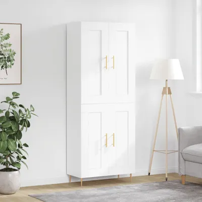 Produktbild von Eleganten-Stil Vitrinenschrank Highboard Weiß 69,5x34x180 cm Holzwerkstoff - Kommoden Hommie6693376 2parcel