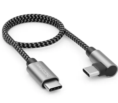 Produktbild von deleyCON 0,30m USB C Kabel 1x 90° Gewinkelt PD3.0 (60W Schnellladekabel) Kurzes 30cm USB-C zu USB-C Ladekabel für iPhone 16 15 Pro Max Samsung S24 S23 S22 Pixel iPad Pro MacBook Air Tablets Switch PS5