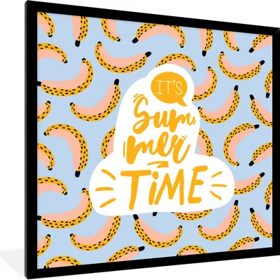 Produktbild von MuchoWow® Gerahmtes Poster Sommer - Banane - Gelb 40x40 cm - Poster mit Schwarzem Bilderrahmen Wandposter Rahmen Foto Bilder - Mit Rahmen - Wanddekoration Schlafzimmer
