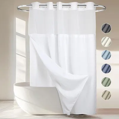 Produktbild von Duschvorhang mit Klickverschluss - Hotelqualität - Weiß - 71 W x 74 H