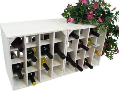 Produktbild von 2er Set Weinregal 16er weiss Abstellregal Weingestell Fächer Flaschenregal Weinschrank Flaschenablage