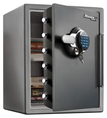 Produktbild von MASTER LOCK Haus/Büro Tresor [Feuer- & Wasserfest] [55,6 L ] [Zahlenkombination & Schlüssel] – LTW205GYC – Für Ausweise, A4-Dokumente, Laptop usw.