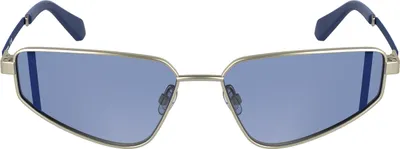 Produktbild von Elegante Damen-Sonnenbrille in Silber: Rechteckig, Blau, Metallgestell