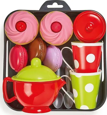 Zdjęcie produktu dla Zestaw do Herbaty Cupcake Ecoiffier, 13 elementów, Od 18 Miesięcy, Z Czajnikiem i Makaronikami