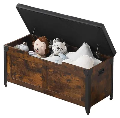 Immagine prodotto di Panca porta scarpe in legno - Panca per l'ingresso con spazio contenitivo - Panca imbottita - Cassapanca per l'ingresso, la camera da letto o il soggiorno