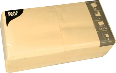 Produktbild von 500 Servietten, 1-lagig 1/4-Falz 33 cm x 33 cm creme