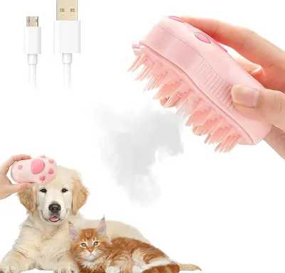 Produktbild von Fellbürste Haustierkamm, massieren reinigen nass trocken verwenden Katzenkamm, Rosa