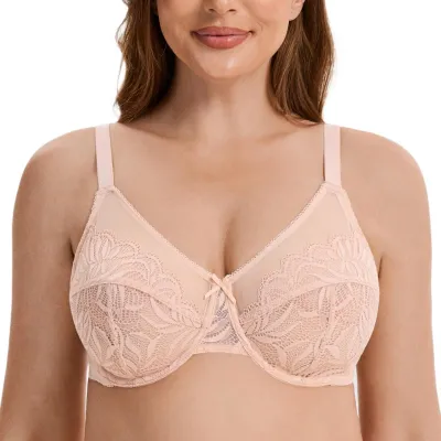 Immagine prodotto di Reggiseno minimizzatore per seni abbondanti - Supporto con inserti in pizzo - Beige