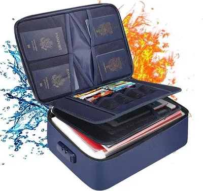 Produktbild von Famanu Dokumentenbox 36 x 27 x 10 cm - 3-lagige Dokumententasche mit Schloss und wasserdichtem Reißverschluss