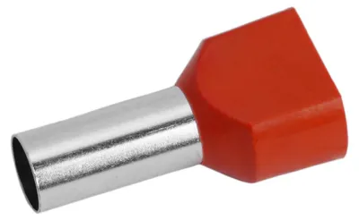 Produktbild von 100x Isolierte Doppelader-Endhülse 2×10 mm² Rot – Aderendhülse für Doppelverdrahtung – Aderendhülse mit roter Isolierung – Aderendhülse für Hochleistungs-Elektroinstallationen und Schaltschränke – Verkaufseinheit 100 Stück [05727]
