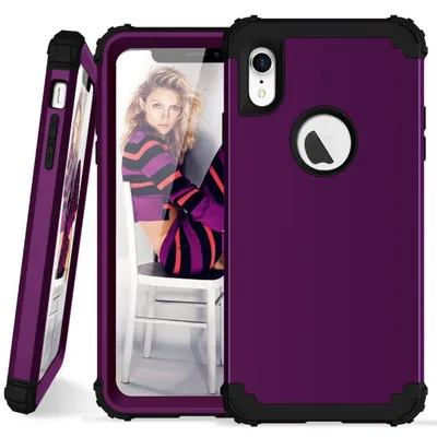 Obrázek produktu pro iPhone XR Pouzdro, 3 v 1 Hybridní Pevný PC TPU Silikon, Odolné proti nárazům Ochranné pouzdro pro iPhone XR Fialová