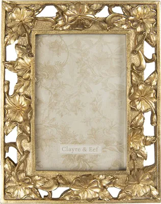 Produktbild von Clayre & Eef Bilderrahmen 10x15 cm Goldfarbig Kunststoff Blumen