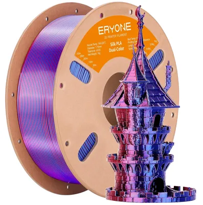 Obrázok produktu pre Filament pre 3D tlač PLA – dvojfarebný, s lesklým povrchom – priemer 1,75 mm ±0,03 mm – cievka 1 kg – pre 3D tlačiarne FDM – červená, modrá