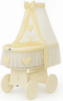 Immagine prodotto di Cesto in vimini con baldacchino Amelia - biancheria da letto bianca + crema