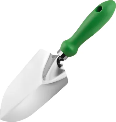 Produktbild von Gartenspaten aus rostfreiem Stahl mit ergonomischem Griff und weicher Gummischaufel