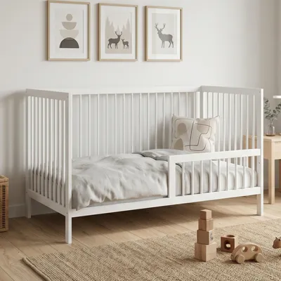 Obrázek produktu pro Kids Collective Dětská postýlka Postýlka s bočnicemi Dětská postýlka s ochrannou zábranou proti vypadnutí 60x120 70x140  z pevného bukového dřeva, vyrobeno v Evropě 60x120 cm Bílá