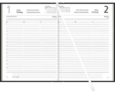 Produktbild von Buchkalender 1T/1S schwarz 2027