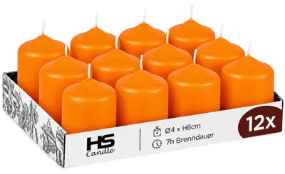 Produktbild von Stumpenkerzen Ø4cm x 6cm Orange 12er Pack