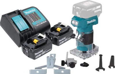 Produktbild von Makita DRT 52 SG Akku Kantenfräse 18 V 6 mm Brushless + 2x Akku 6,0 Ah + Ladegerät