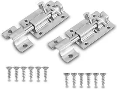 Produktbild von Set aus 2 Edelstahl-Riegelschlössern für Türen und Fenster – Wetterfest und Robust – 63x35 mm