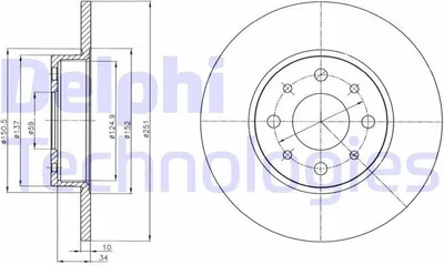Produktbild von 2x DELPHI Bremsscheibe BG4312 für ALFA ROMEO MITO (955) 40 7mm 251mm