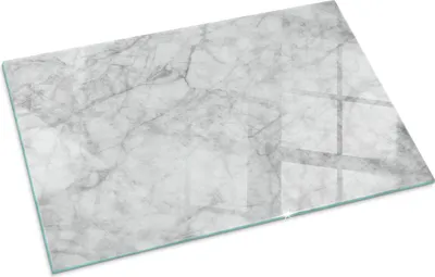 Produktbild von Marmor Textur Muster – Glasbodenplatte für – Kaminofen – Kaminplatte Glas – Schutzglas – Funkenschutzplatte –Glasbodenplatte Feuerfeste – Hitzeschutzplatte – Bodenschutz aus Glas – 100x70 cm