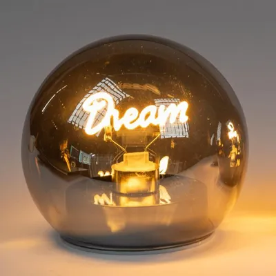 Produktbild von LED Deko Kugel Schriftzug DREAM D. 12cm schwarz Glas mit Timer Formano