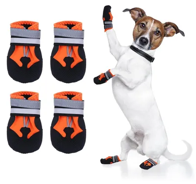 Produktbild von Wasserdichte Hundeschuhe mit reflektierenden Streifen für große Hunde