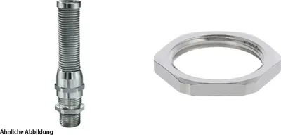 Produktbild von WISKA Verschraubung mit M-Biegeschutz und Gegenmutter M20x1,5 lang inkl. O-Ring Messing (CuZn) vernickelt Gewindelänge