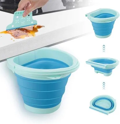 Image de Poubelle à couvercle rabattable de 4 litres, bleue, pour la cuisine et la salle de bains