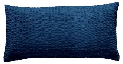 Produktbild von Kissenbezug Seersucker Uni Detroit dunkelblau Größe 40x80 cm - weich, schnell trocknend, bügelfrei, mit Reißverschluss