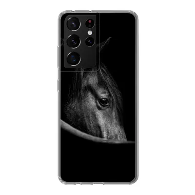 Produktbild von MuchoWow® Handyhülle Schutzhülle Hülle für Samsung Galaxy S21 Ultra Pferde - Porträt - Schwarz - Tiere Silikon Softcase Handy Hülle - Mobiltelefon