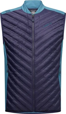 Dunkelblaue Weste "Alya Vest M" von La Sportiva; mit durchgehendem Reißverschluss und seitlichen Taschen.