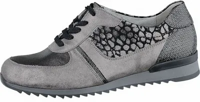 Produktbild von Waldläufer Hurly 15 sportliche Damen Leder Sneakers peltro, Weite H, für lose Einlagen, Leder Fußbett, 1337117/6.0