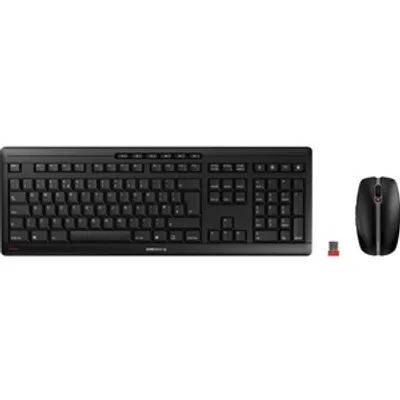 Produktbild von CHERRY Stream Desktop Recharge, Volle Größe (100%), Kabellos, RF Wireless, QWERTY, Schwarz, Maus enthalten