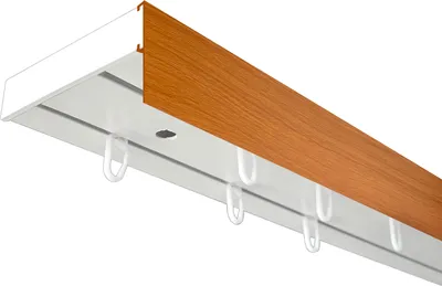 Produktbild von SN Deco - Vorhangschiene SH Set, 1-läufig, weiß 200 cm, vorgebohrt, m. Blende, Kirsch, 5 cm, Komplettes Zubehör und Röllchen