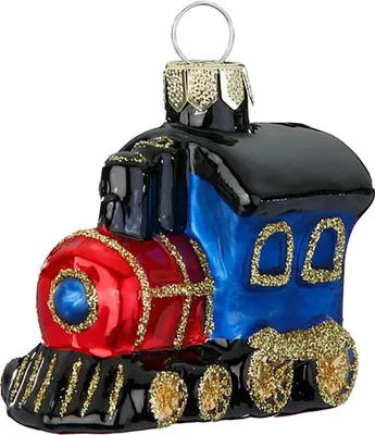 Produktbild von Christbaumschmuck Glas 6cm Lokomotive Figur Blau / Rot