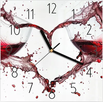 Produktbild von Wanduhr aus Glas mit Motiv Weingläser Herz- 30 x 30 cm - inkl. Aufhängesystem