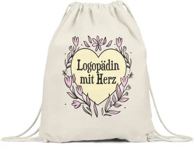 Produktbild von Logopädin mit Herz Turnbeutel Gymsack  Geschenkidee Zum Danke Sagen Beste Logopädin