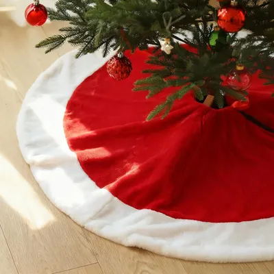 Productafbeelding van Salcar kerstboomhoes, 120 cm, rood en wit, ronde kerstboomhoes, vloerkleed, voor kerstboom