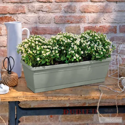 Produktbild von Venezia Blumenkasten Balkonkasten mit integriertem Untersetzer, patinagrün, 50 cm
