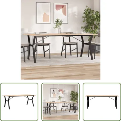 Produktbild von The Living Store Esstisch Y-Gestell 200x100x75cm Massivholz Kiefer und Gusseisen