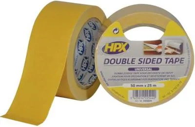 Imagen del producto de Cinta adhesiva de doble cara, universal, de 48 mm x 25 m, color amarillo. Amarillo. Talla única