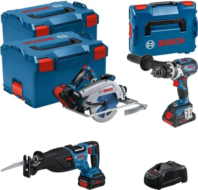 Image de ensemble d'outils 18V GSB/GKS/GSA - BOSCH - avec 2 batteries 18V 5.5AH et 1 18V 4.0AH - chargeur - L-Boxx 0615990N38