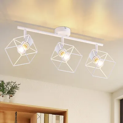 Image de ZMH Plafonnier 3 flammes E14 Spots de plafond Plafonnier blanc 350° orientable Moderne Lampe de salon Lampe de cuisine Lampe de couloir Sans ampoules
