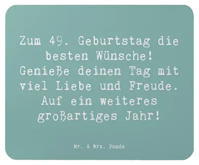 Produktbild von Mr. & Mrs. Panda Mauspad Spruch 49. Geburtstag Wünsche - Meeresbrise - Geschenk, Mouse Pad, Alter, Mousepad, laptop, mousematte, liebevolle Geschenke, Happy Birthday