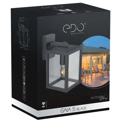 Image de Jardin Lampe Applique de façade GAIA S BLACK E27 noir IP44 EDO777370 EDO Garden Line