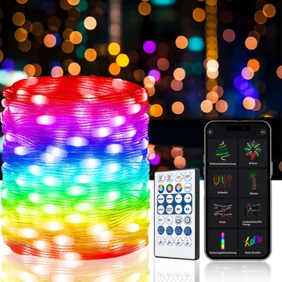 LED-Lichterkette, 10 m, 100 Lampen, USB, Fernbedienung, bunt