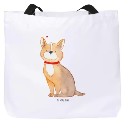 Produktbild von Mr. & Mrs. Panda Strandtasche Hund Glück - Weiß - Geschenk, Süß, Tasche, Sprüche, City-Shopper, Herz, Reisetasche, Schultasche, Spruch, Liebe, Beutel