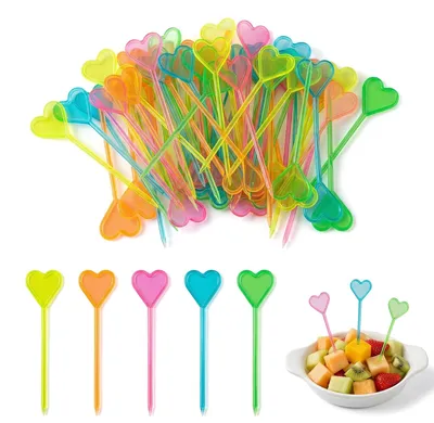 100 Mini-Fruchtgabeln aus Kunststoff, bunt, für Party und Dessert